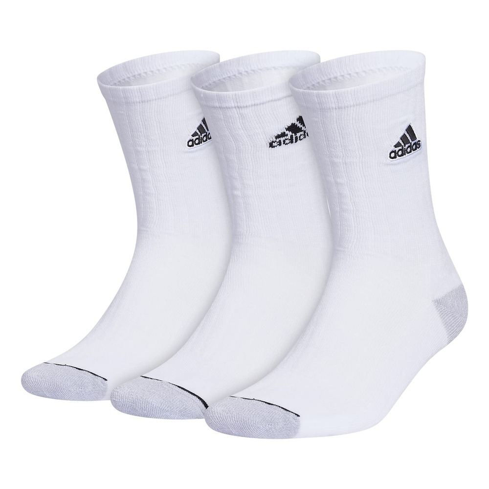 Adidas Mens Crew Athletic Cushioned Socks White 3 Pair Size Large NWT
